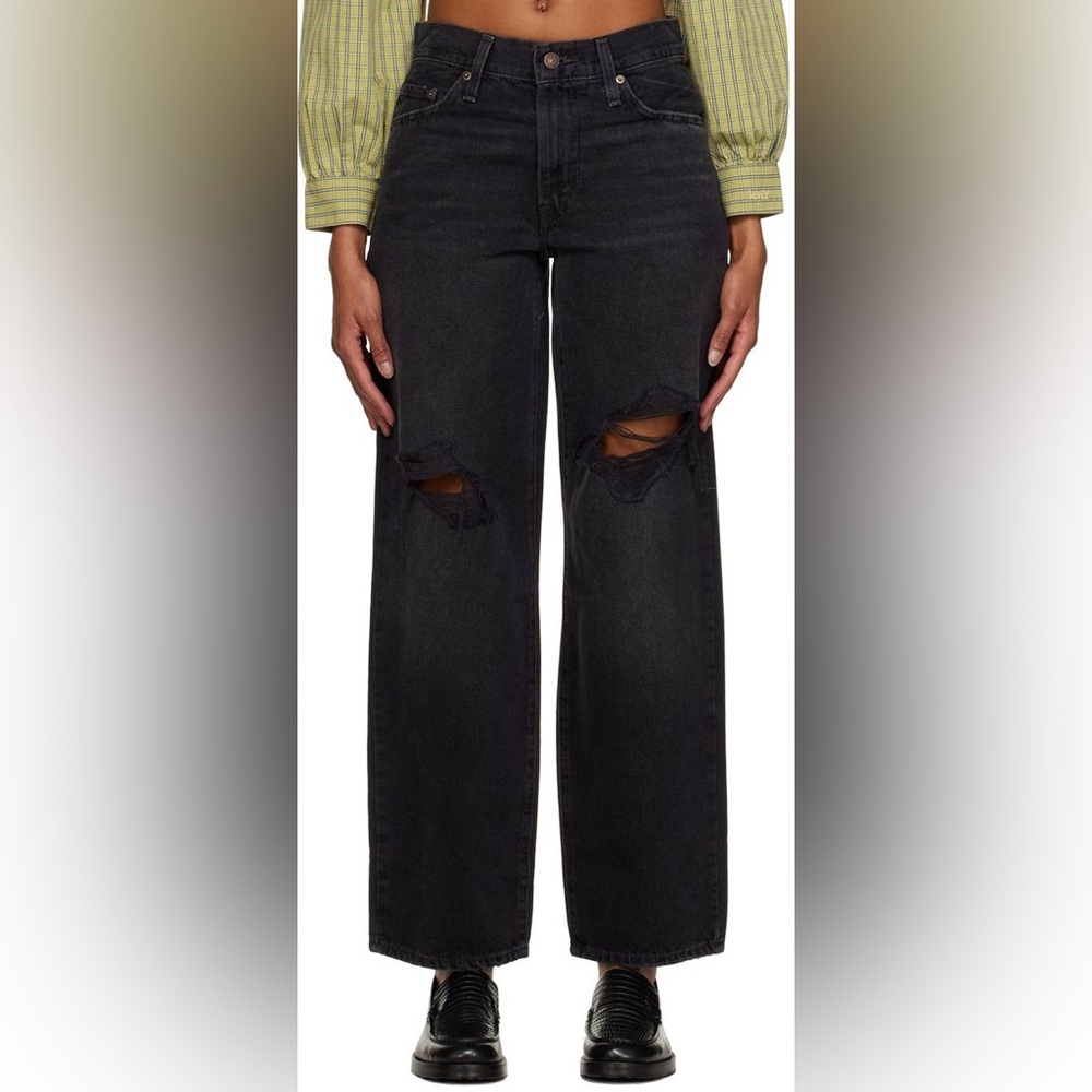 Levi’s Baggy Dad Jean Rake it Up Dark Wash Black Size 26 - Picture 2 of 10